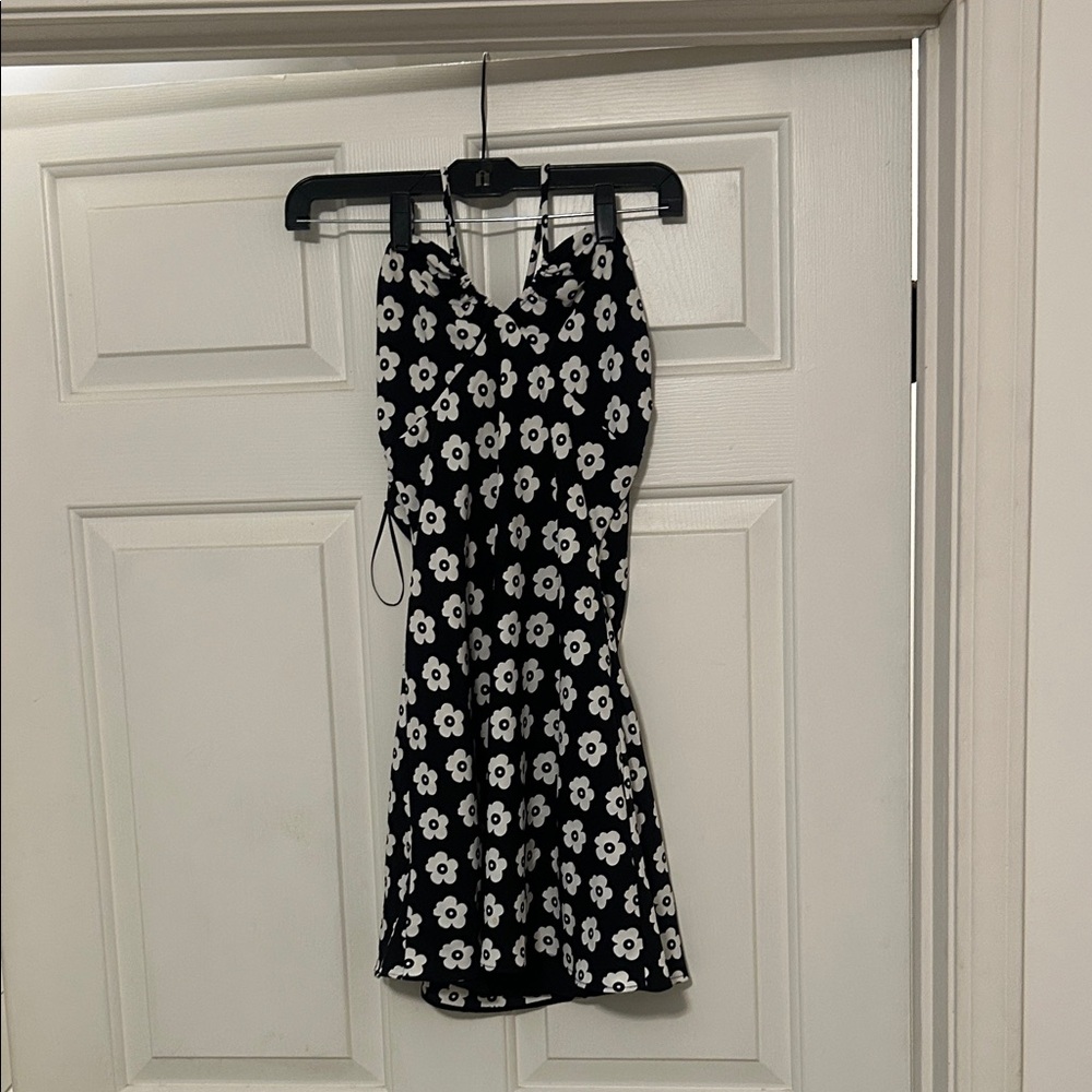 Floral Black and White Dress